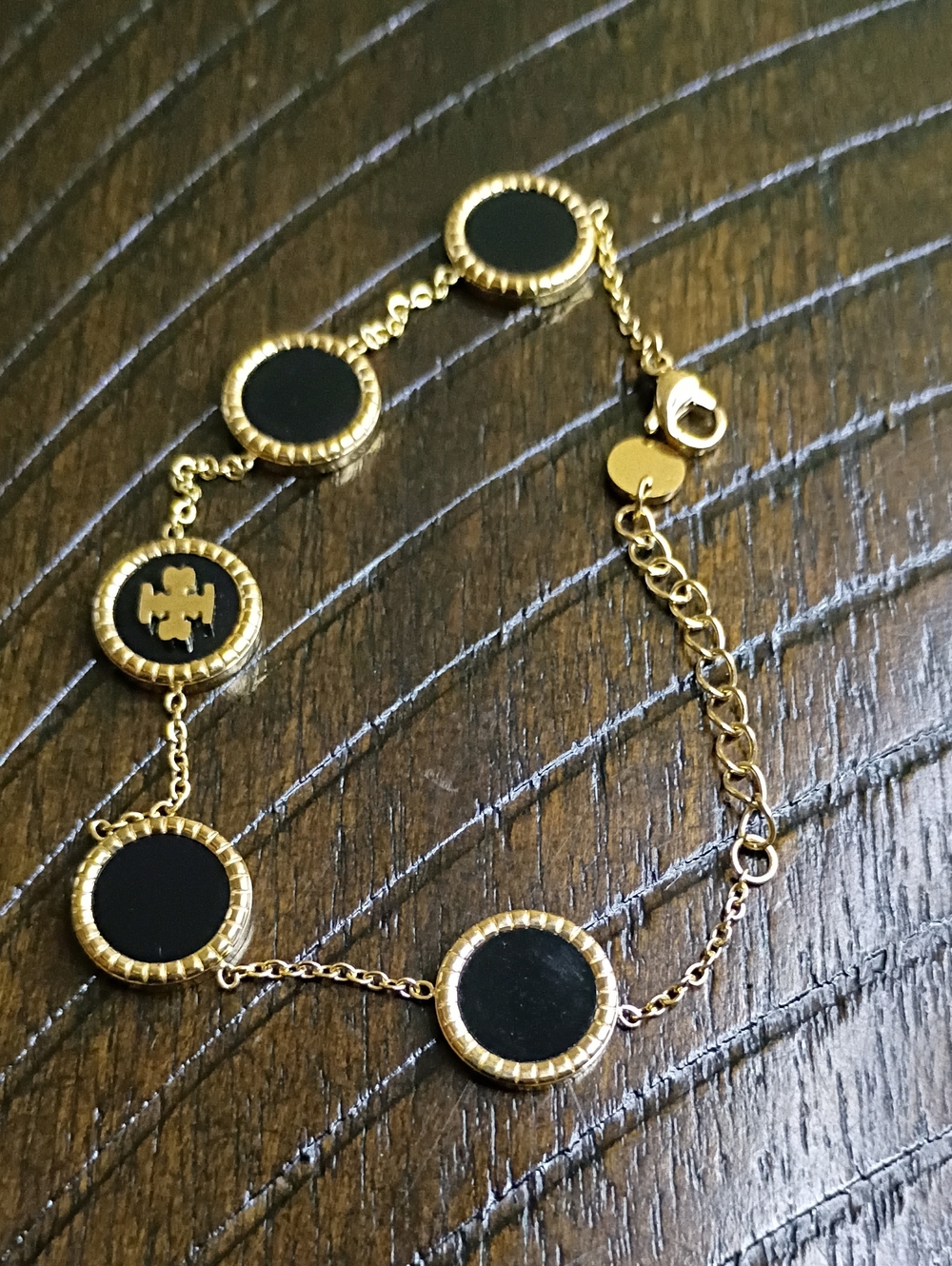 New Black and Gold Logo Disc Bracelet - Picture 3 of 3